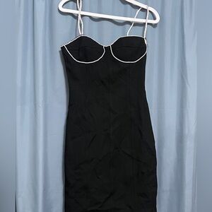 STAUD BLACK CRYSTAL MINI DRESS SIZE S (ripped/in need of repair)